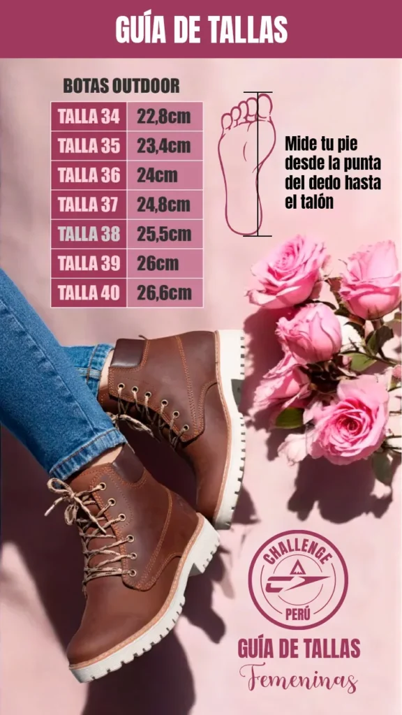 guia de tallas para botas para mujer